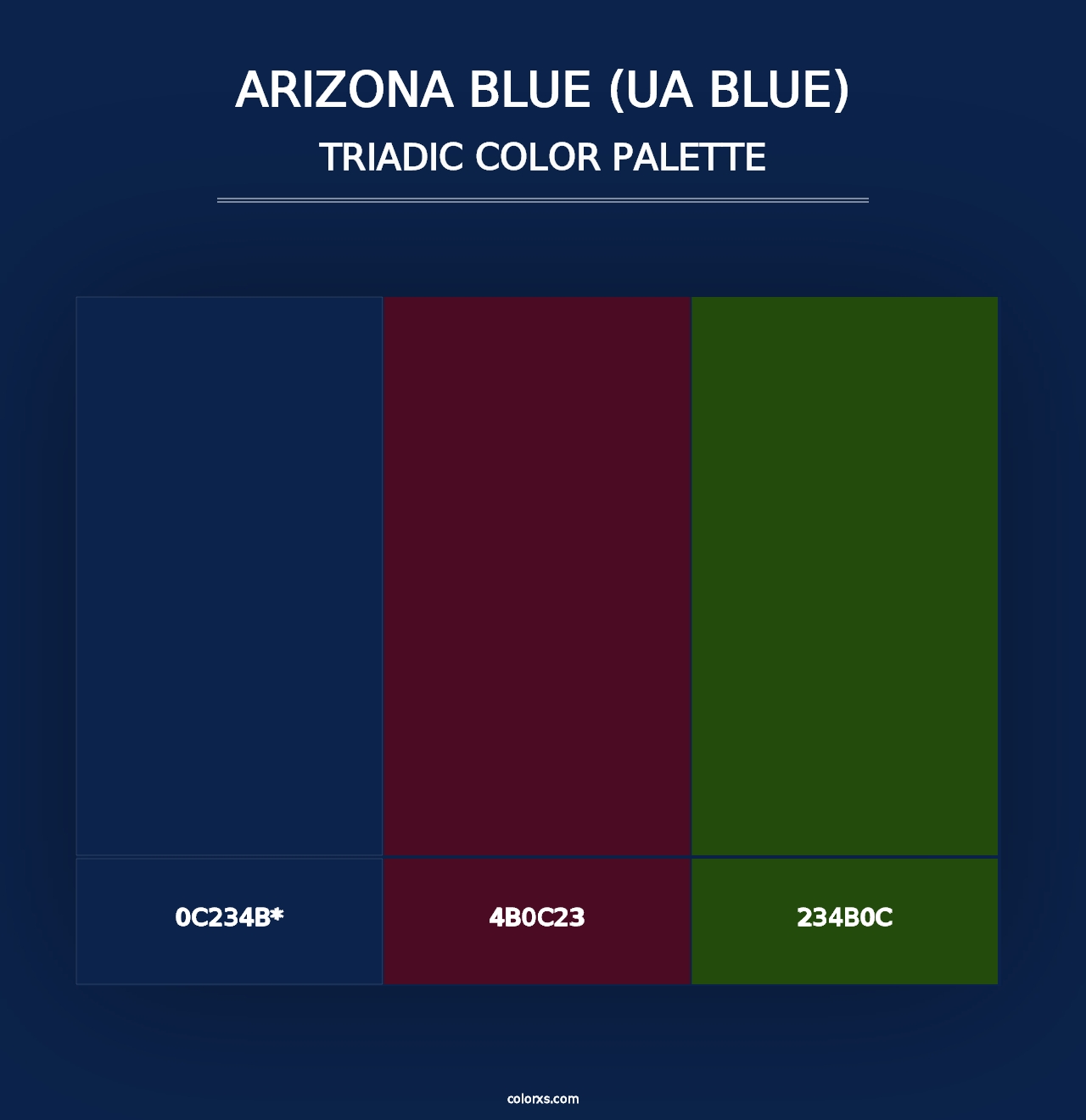 Arizona Blue (UA Blue) - Triadic Color Palette