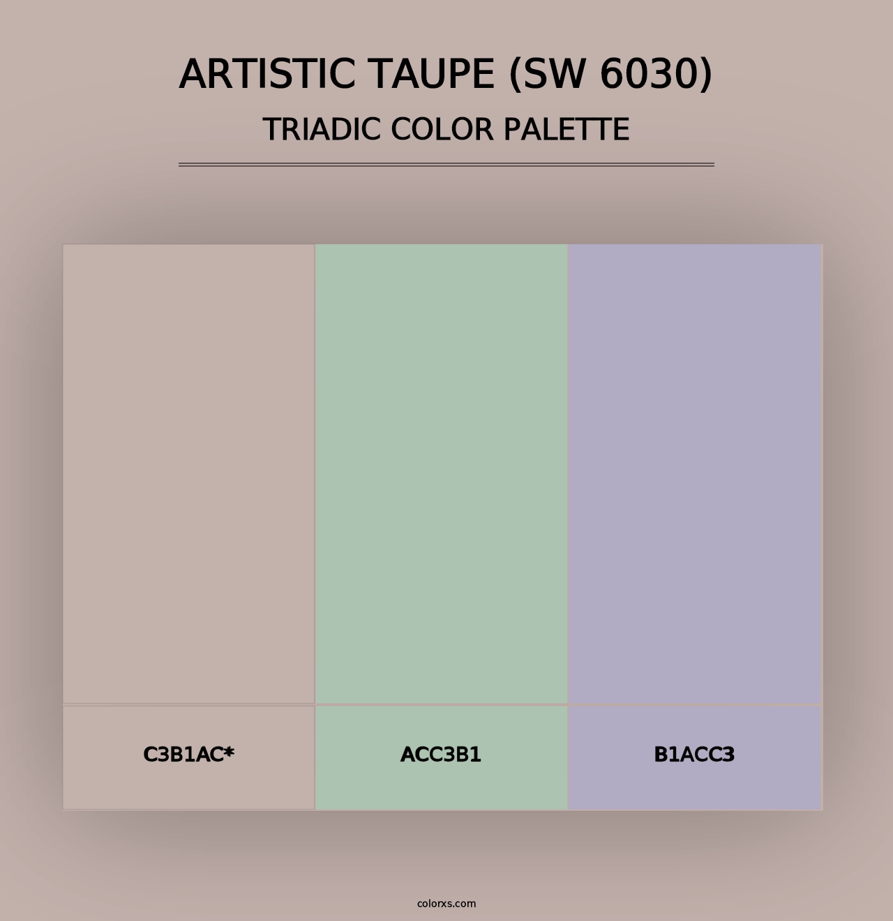 Artistic Taupe (SW 6030) - Triadic Color Palette