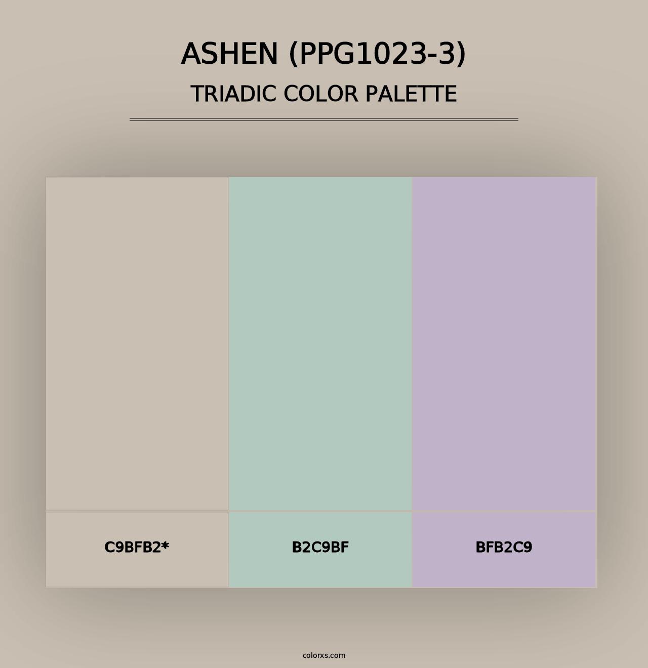 Ashen (PPG1023-3) - Triadic Color Palette