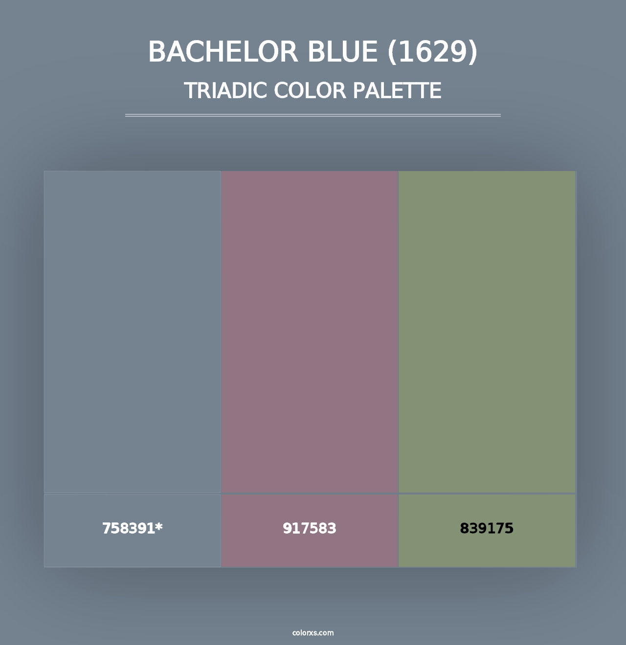 Bachelor Blue (1629) - Triadic Color Palette