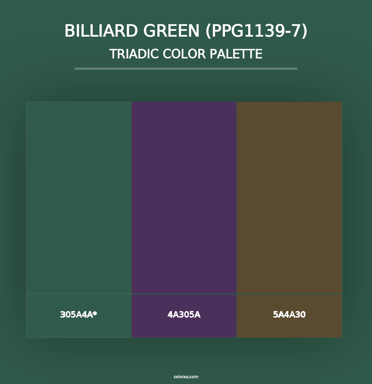 Billiard Green (PPG1139-7) - Triadic Color Palette