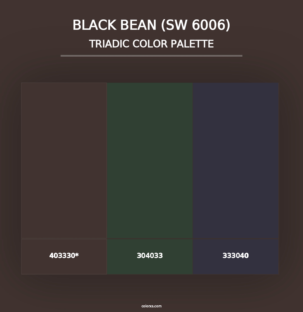 Black Bean (SW 6006) - Triadic Color Palette