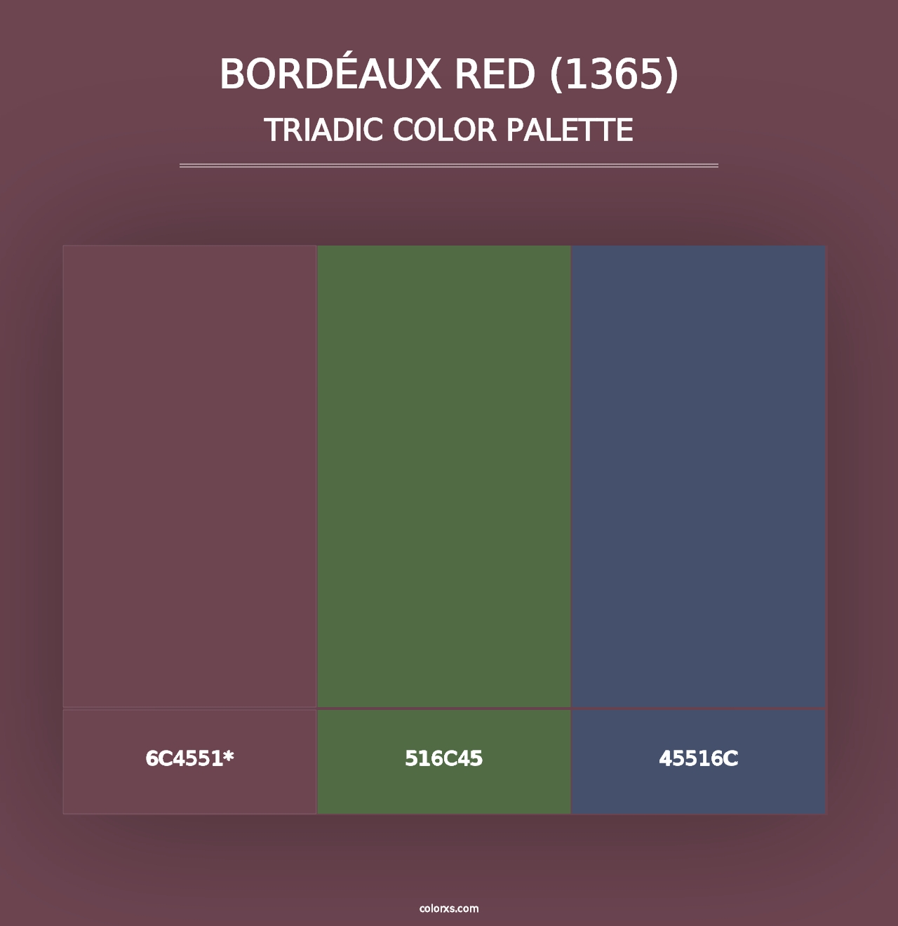 Bordéaux Red (1365) - Triadic Color Palette