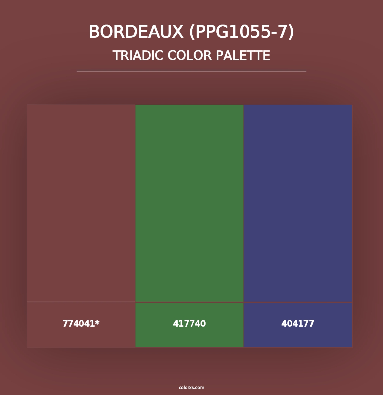 Bordeaux (PPG1055-7) - Triadic Color Palette