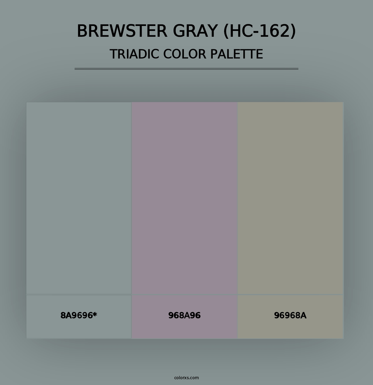 Brewster Gray (HC-162) - Triadic Color Palette