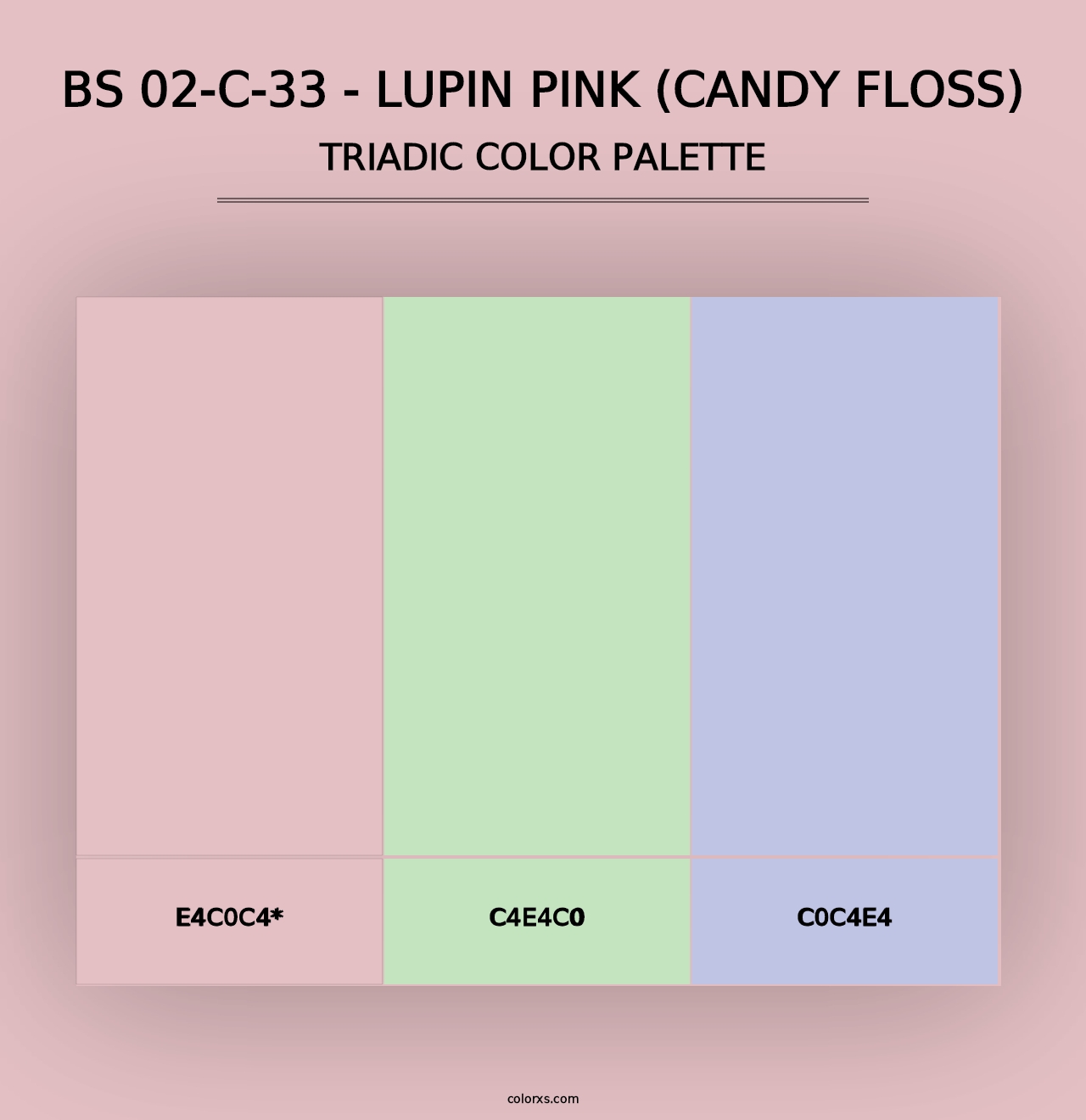 BS 02-C-33 - Lupin Pink (Candy Floss) - Triadic Color Palette