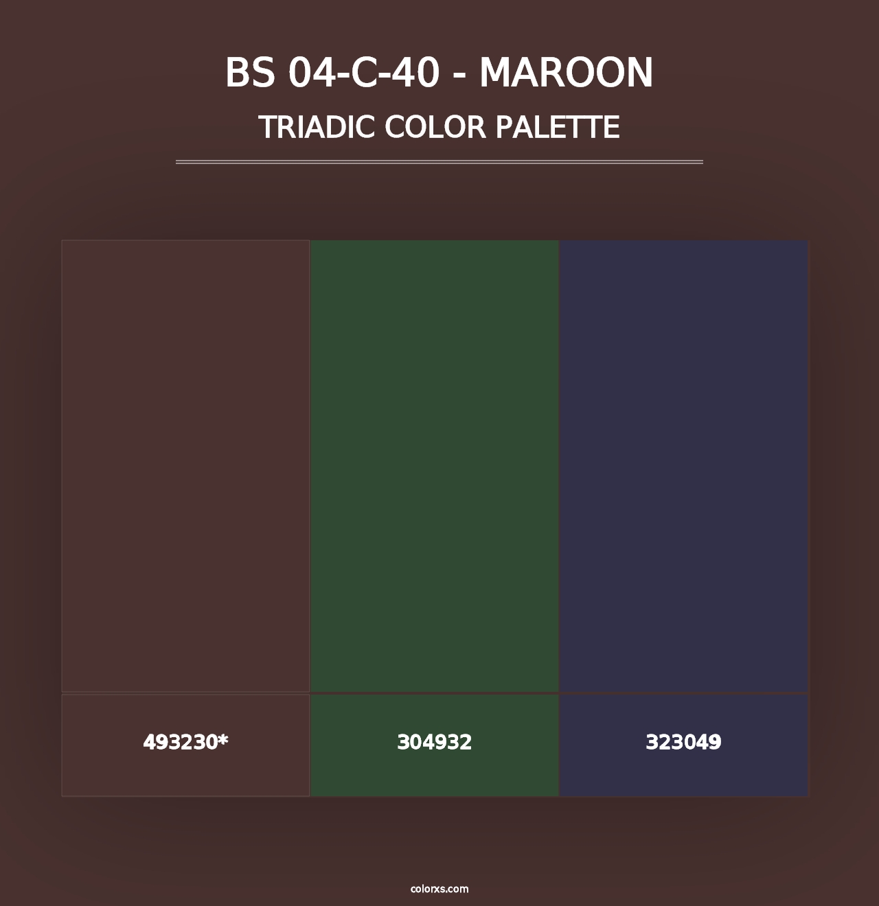 BS 04-C-40 - Maroon - Triadic Color Palette