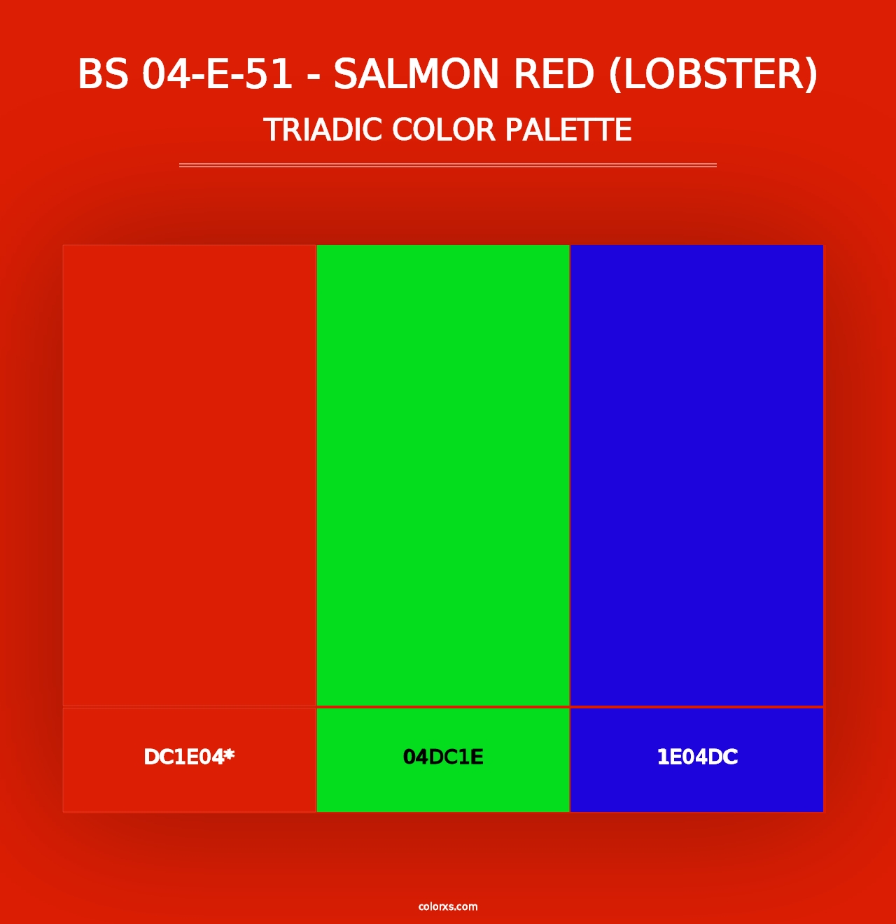 BS 04-E-51 - Salmon Red (Lobster) - Triadic Color Palette