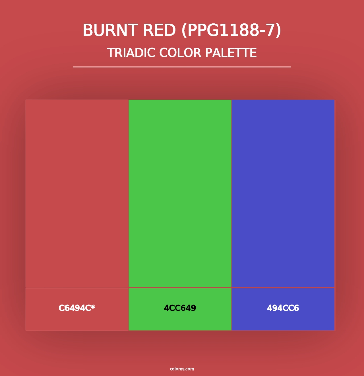 Burnt Red (PPG1188-7) - Triadic Color Palette