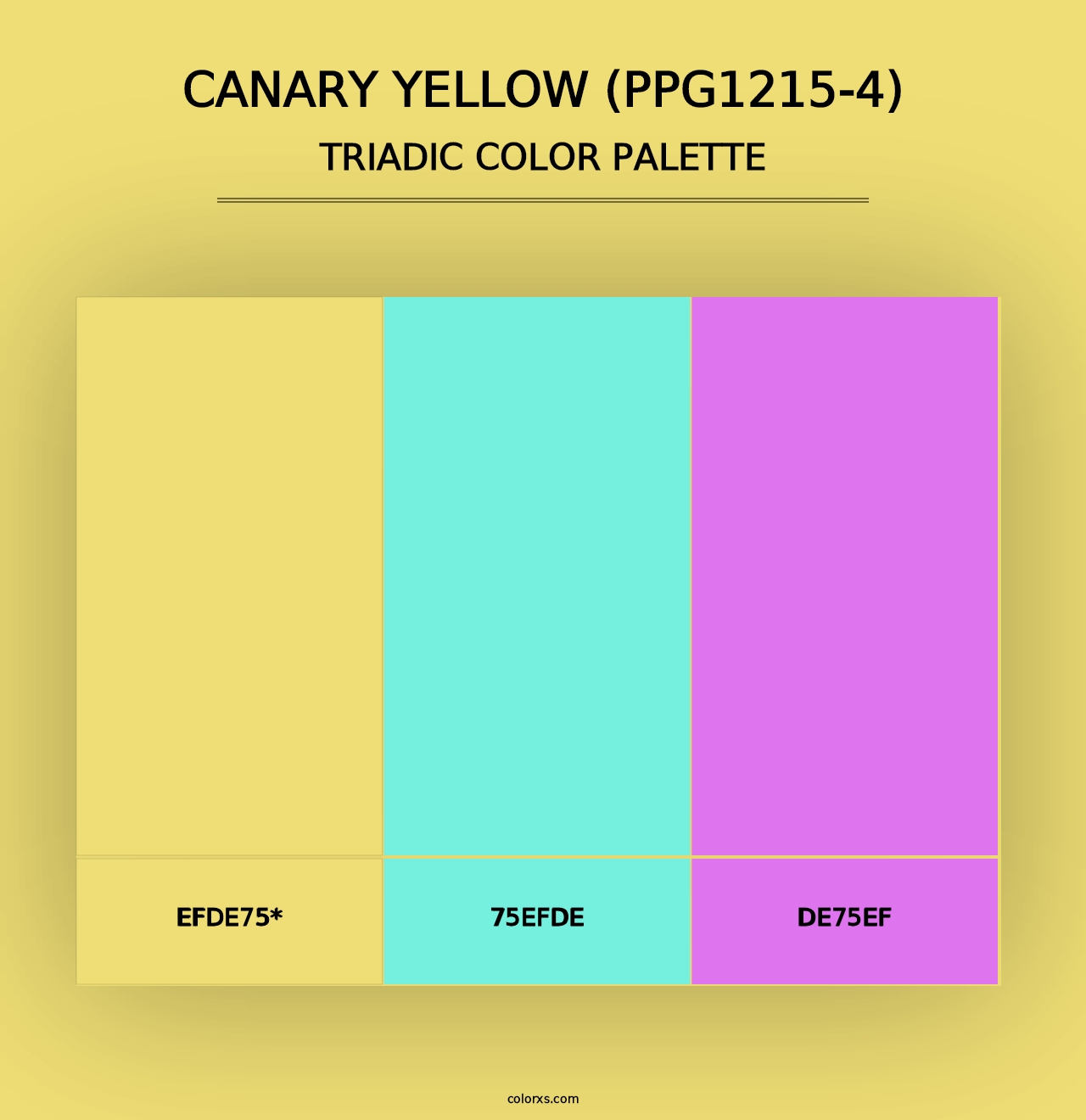 Canary Yellow (PPG1215-4) - Triadic Color Palette