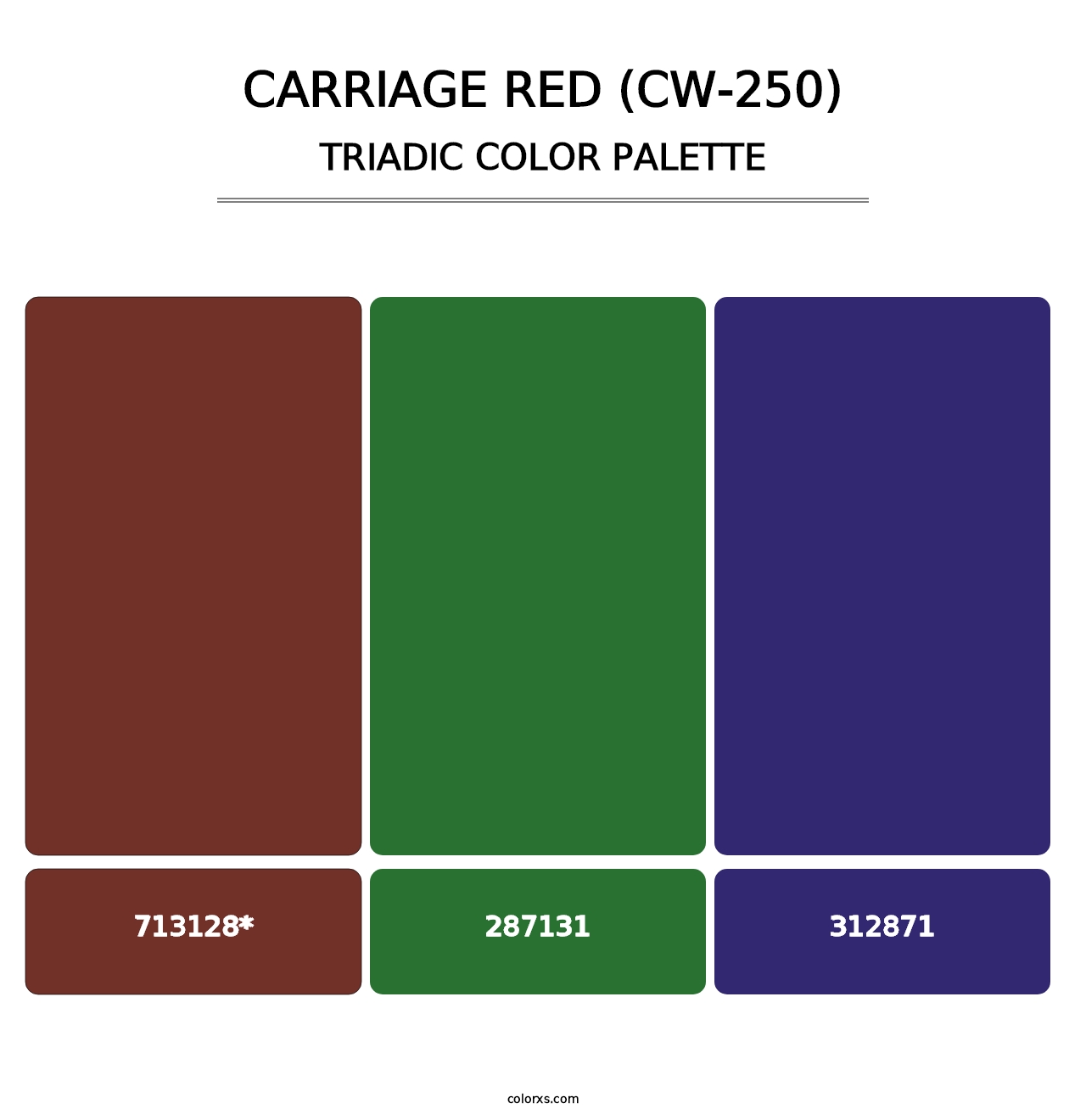 Carriage Red (CW-250) - Triadic Color Palette