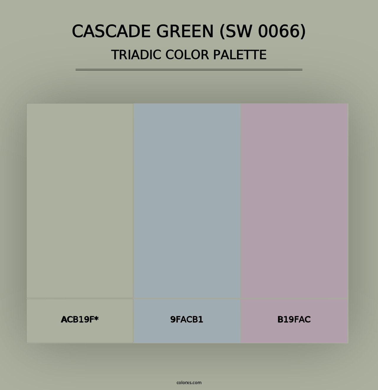 Cascade Green (SW 0066) - Triadic Color Palette