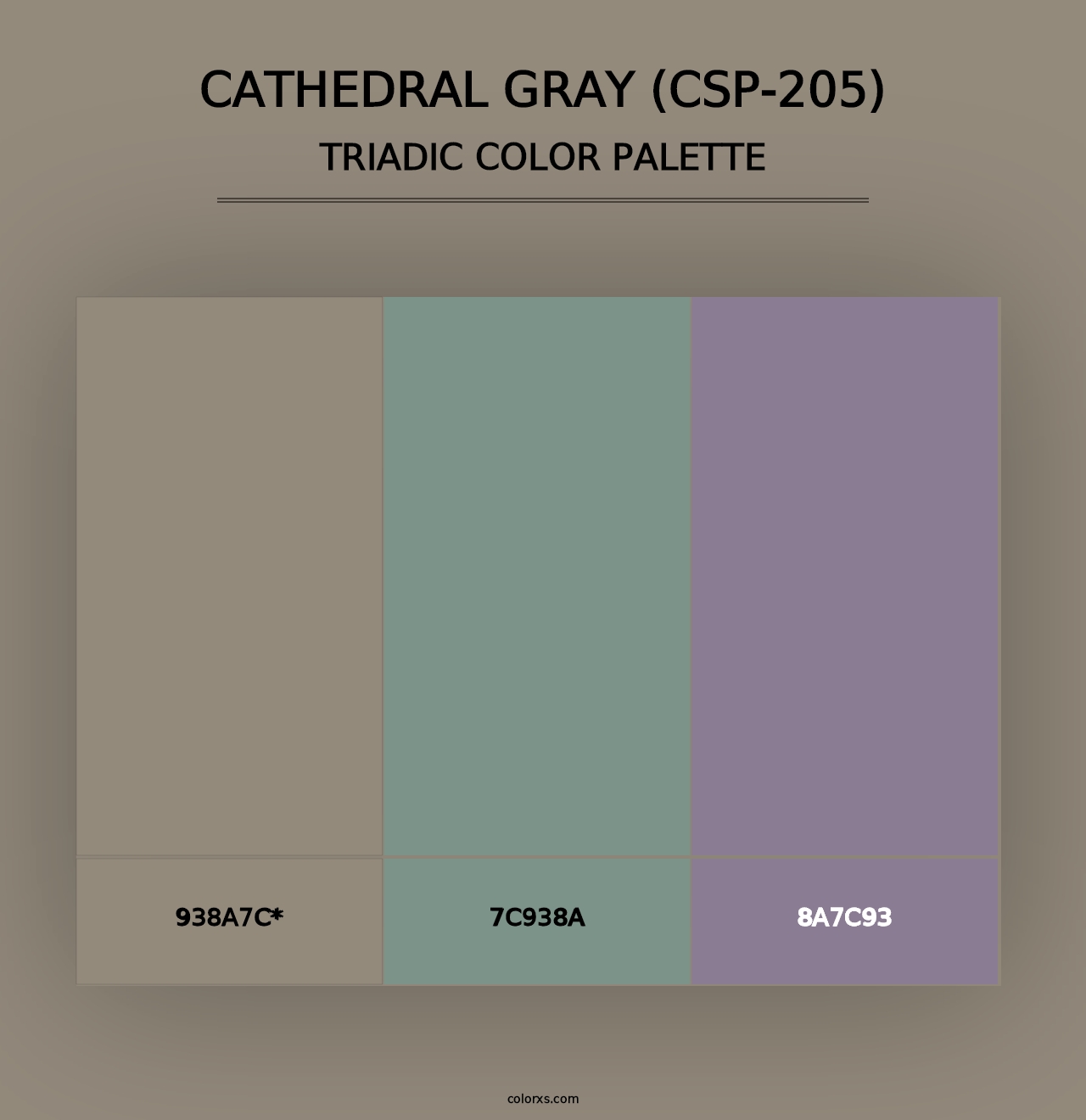 Cathedral Gray (CSP-205) - Triadic Color Palette