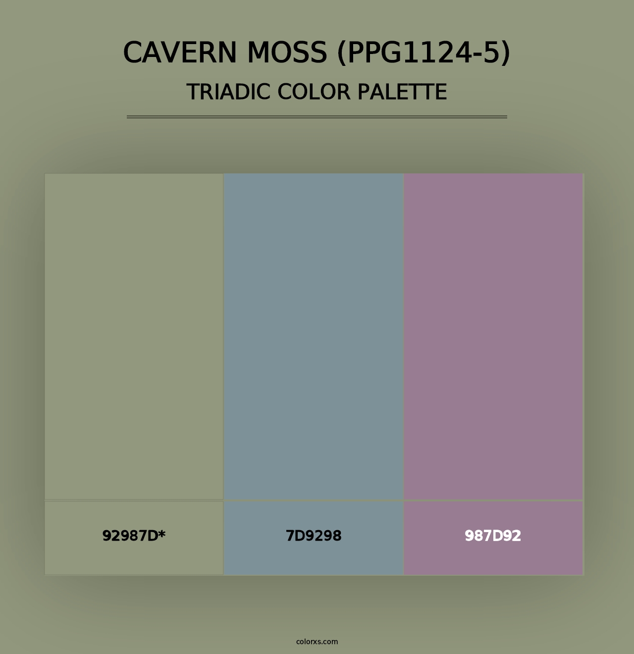 Cavern Moss (PPG1124-5) - Triadic Color Palette