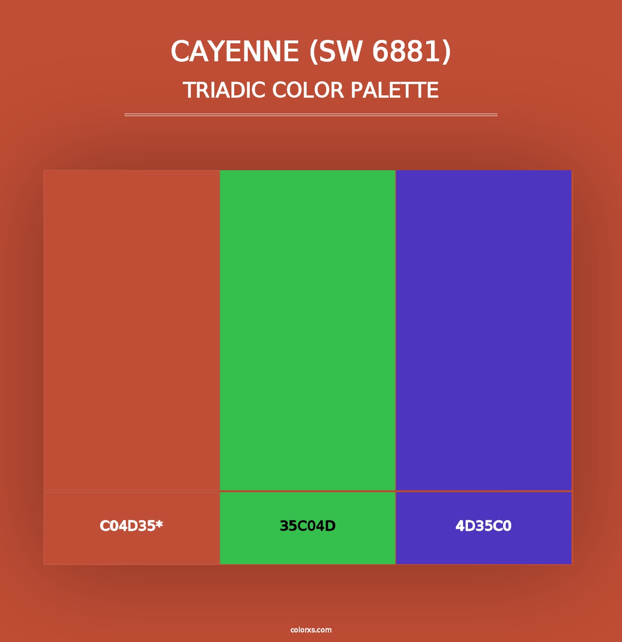 Cayenne (SW 6881) - Triadic Color Palette