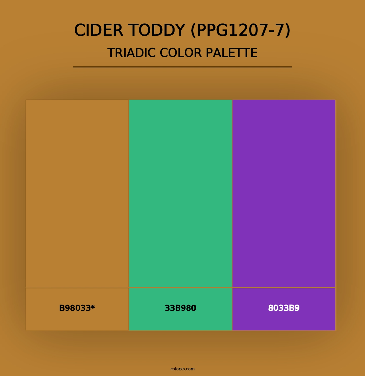 Cider Toddy (PPG1207-7) - Triadic Color Palette