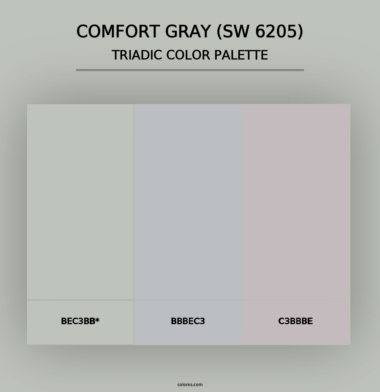 Comfort Gray (SW 6205) - Triadic Color Palette