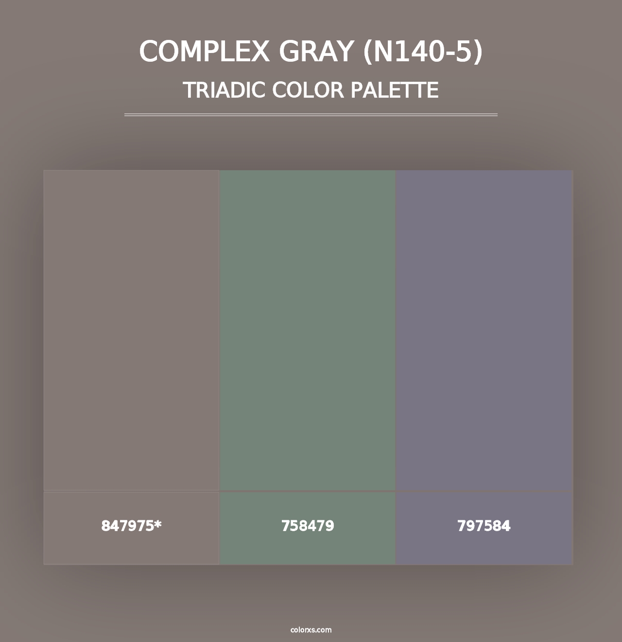 Complex Gray (N140-5) - Triadic Color Palette