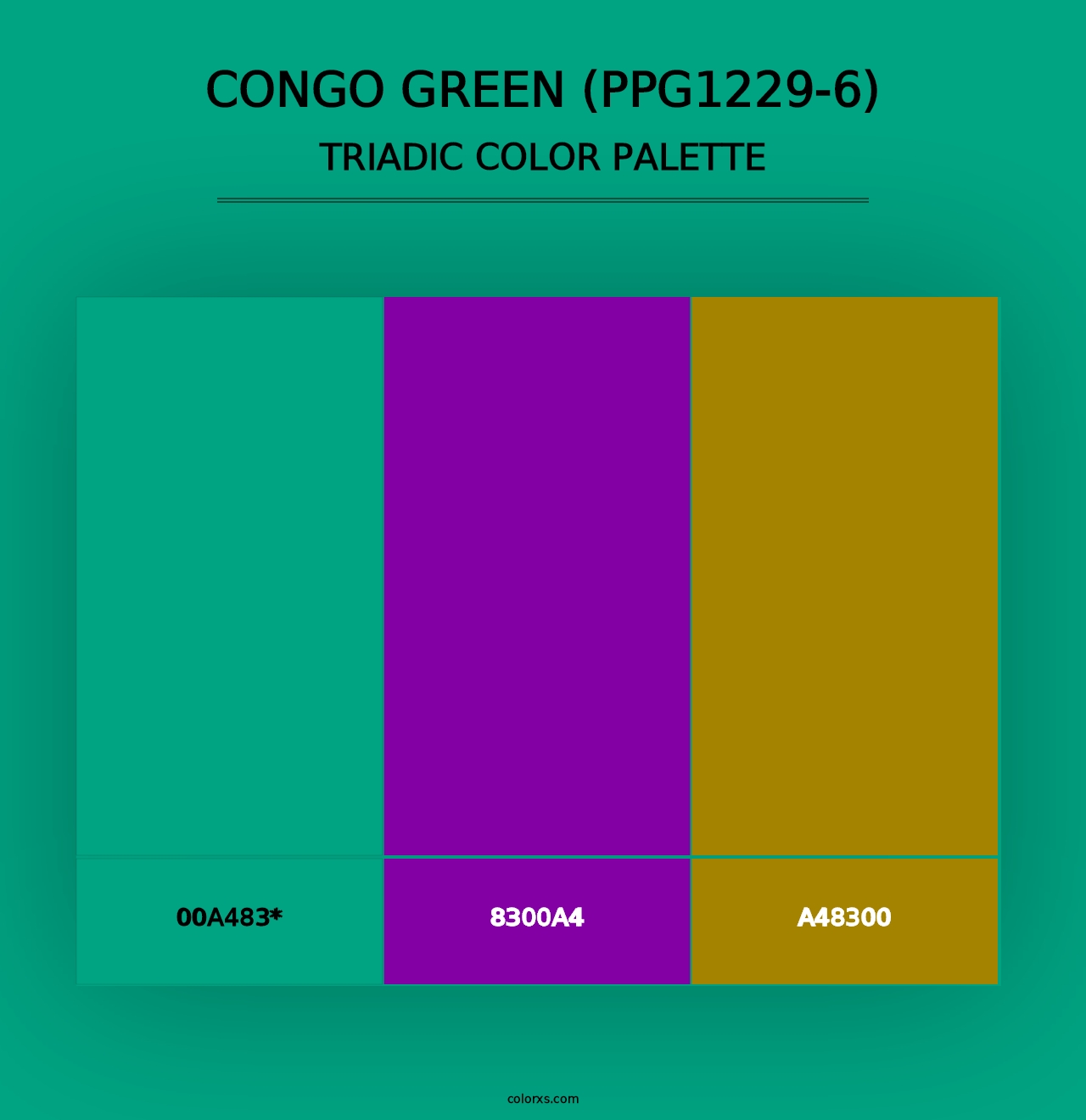 Congo Green (PPG1229-6) - Triadic Color Palette