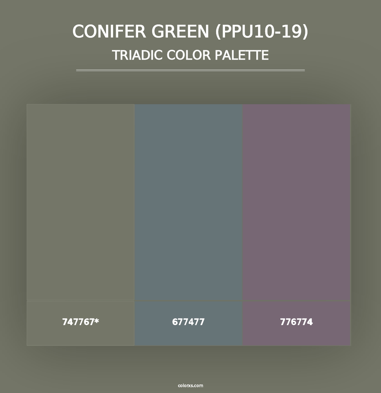 Conifer Green (PPU10-19) - Triadic Color Palette