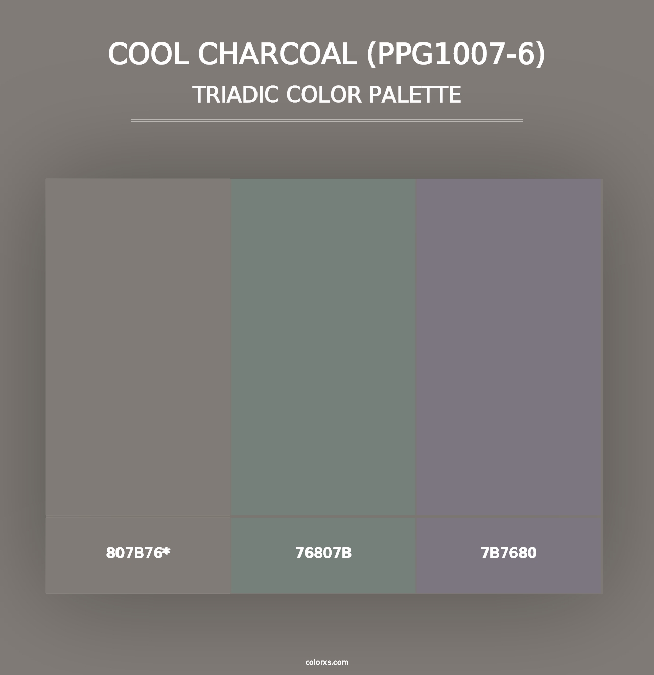 Cool Charcoal (PPG1007-6) - Triadic Color Palette