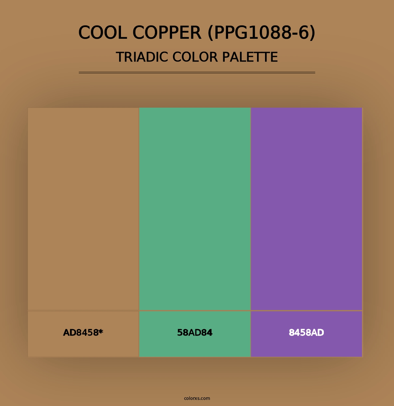 Cool Copper (PPG1088-6) - Triadic Color Palette