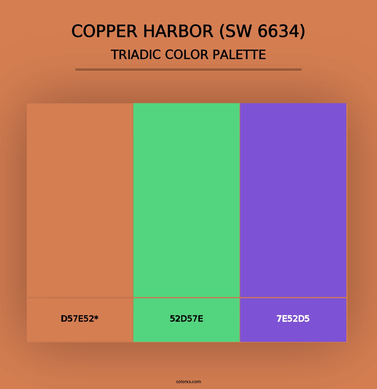 Copper Harbor (SW 6634) - Triadic Color Palette