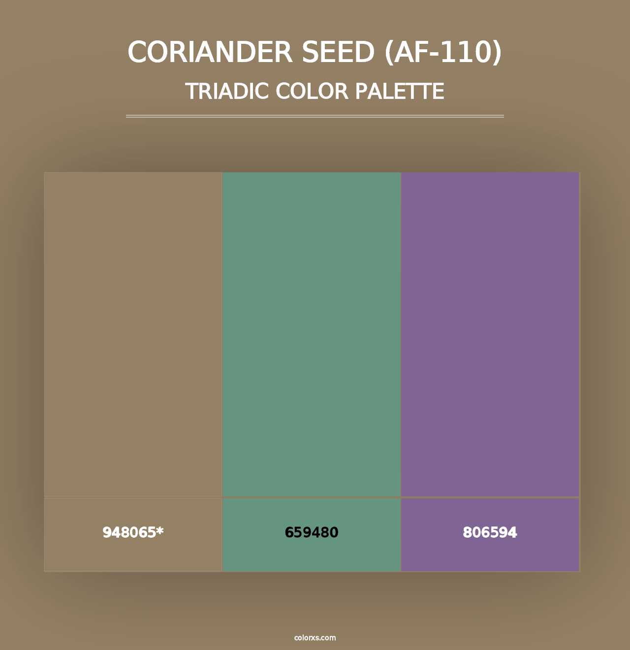 Coriander Seed (AF-110) - Triadic Color Palette