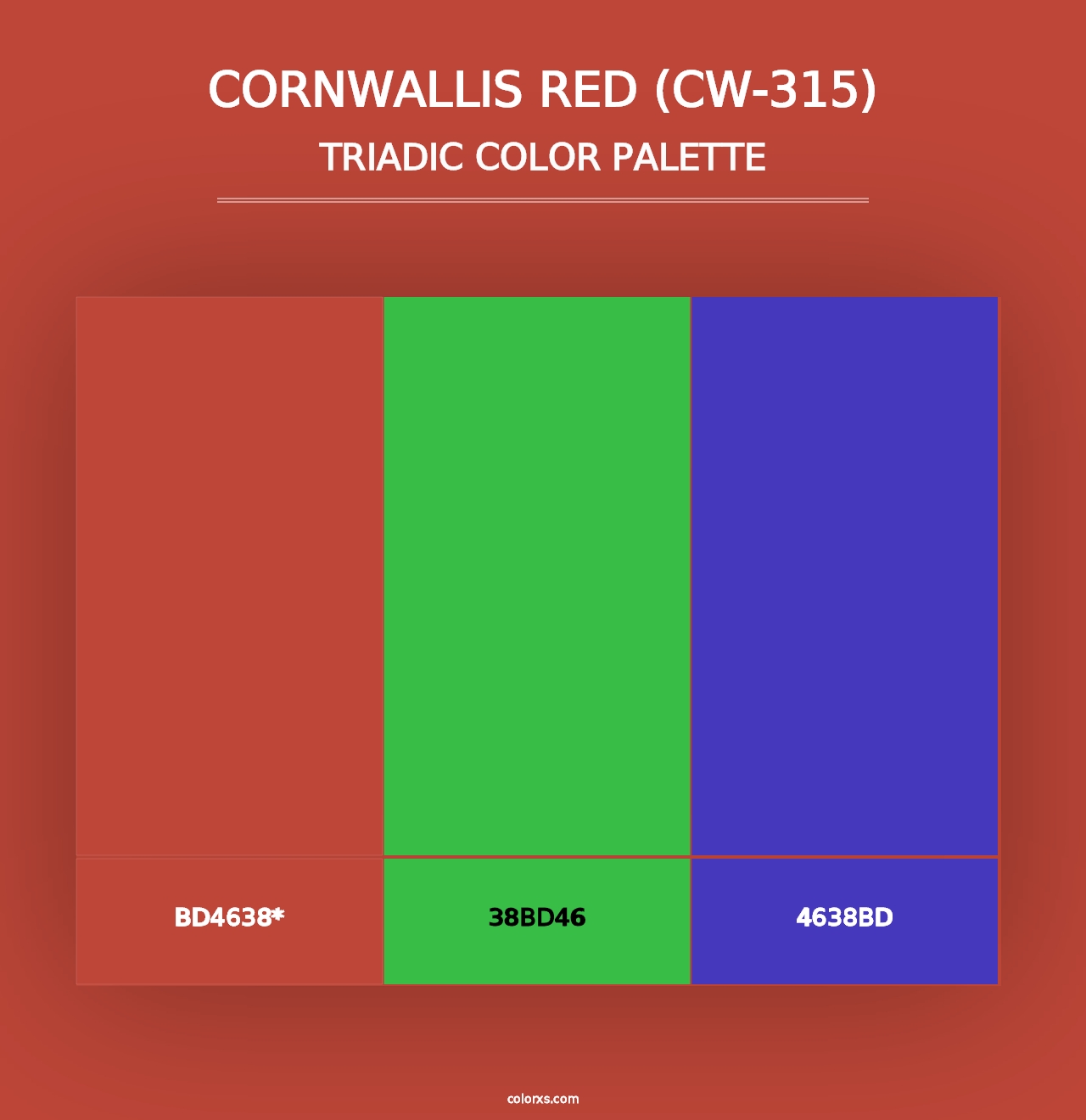 Cornwallis Red (CW-315) - Triadic Color Palette