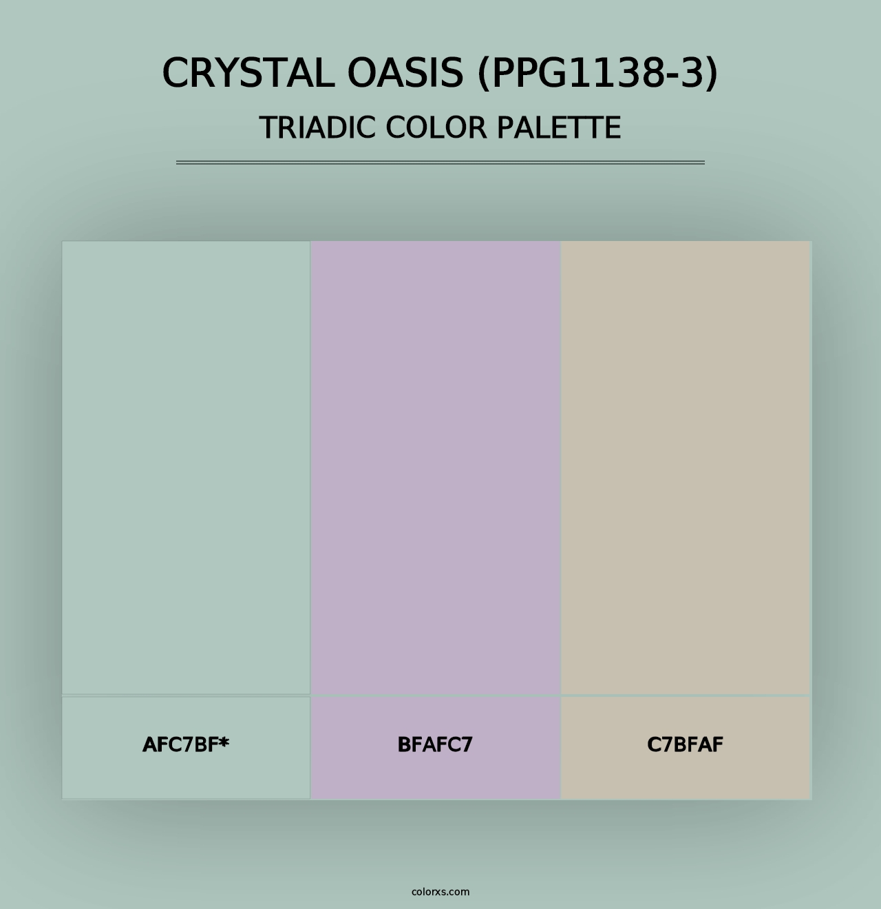 Crystal Oasis (PPG1138-3) - Triadic Color Palette