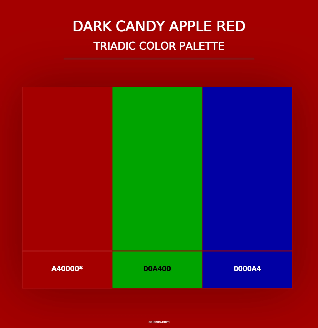 Dark Candy Apple Red - Triadic Color Palette