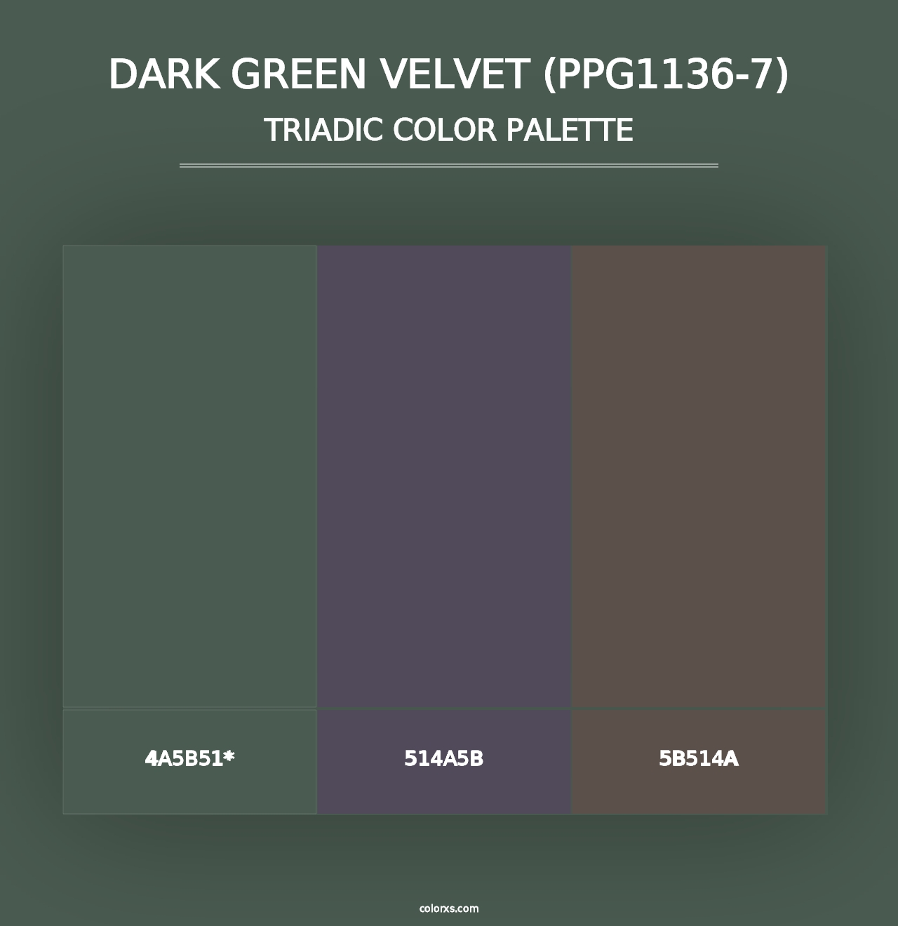 Dark Green Velvet (PPG1136-7) - Triadic Color Palette