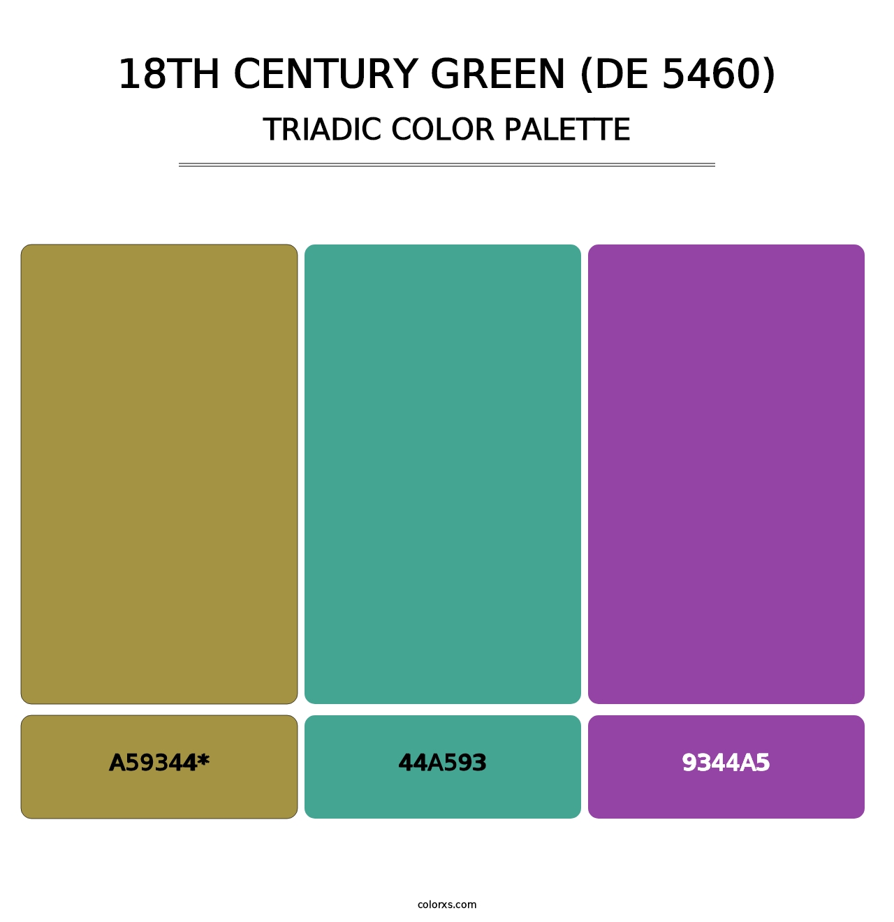 18th Century Green (DE 5460) - Triadic Color Palette