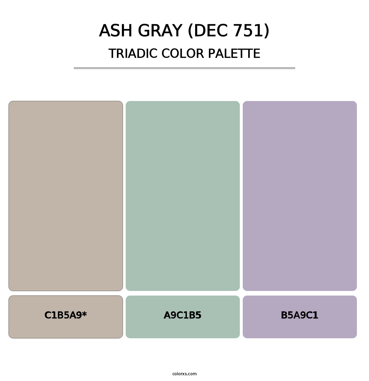 Ash Gray (DEC 751) - Triadic Color Palette