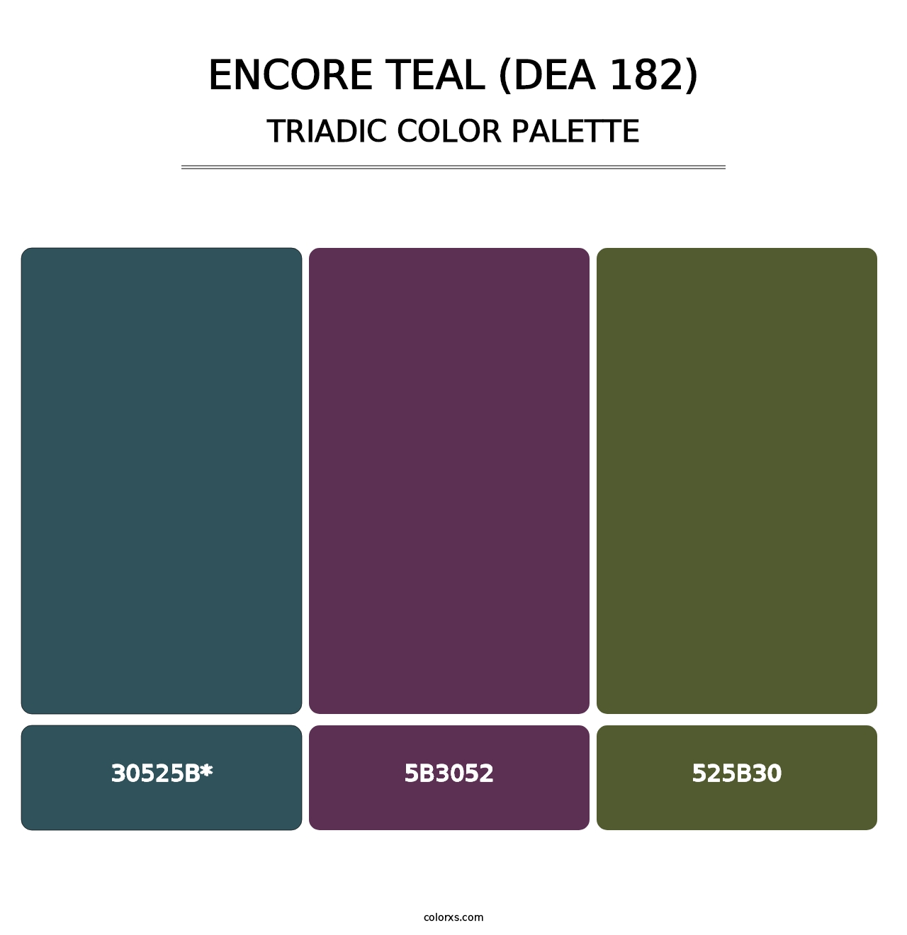 Encore Teal (DEA 182) - Triadic Color Palette