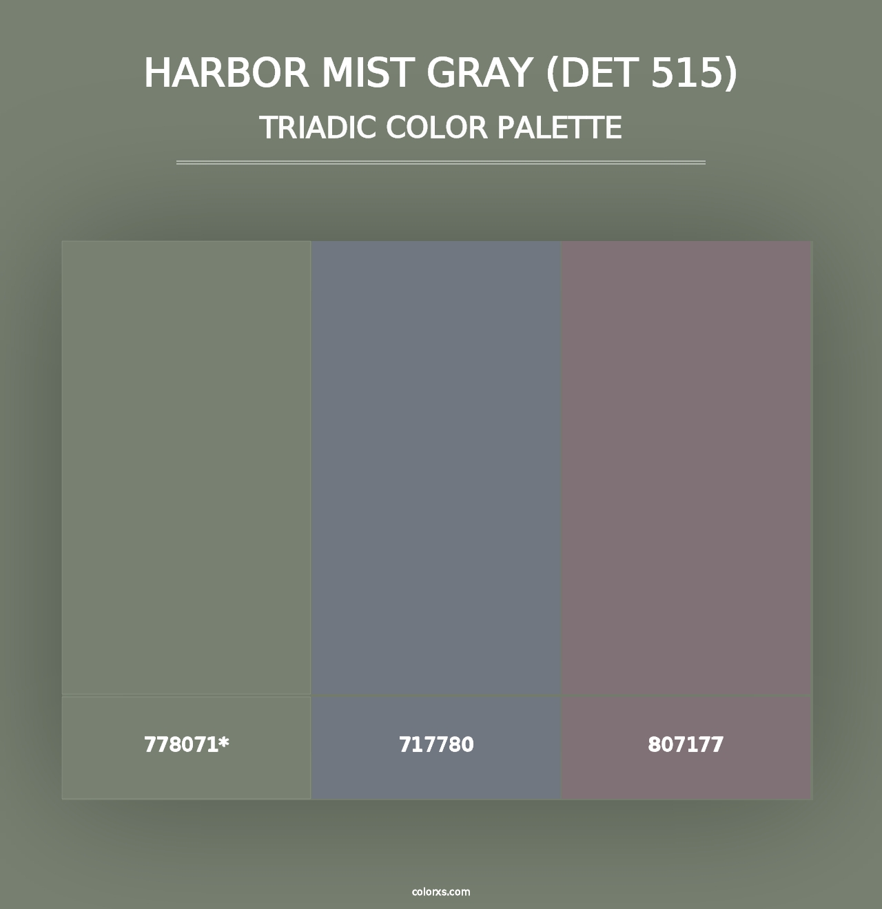 Harbor Mist Gray (DET 515) - Triadic Color Palette