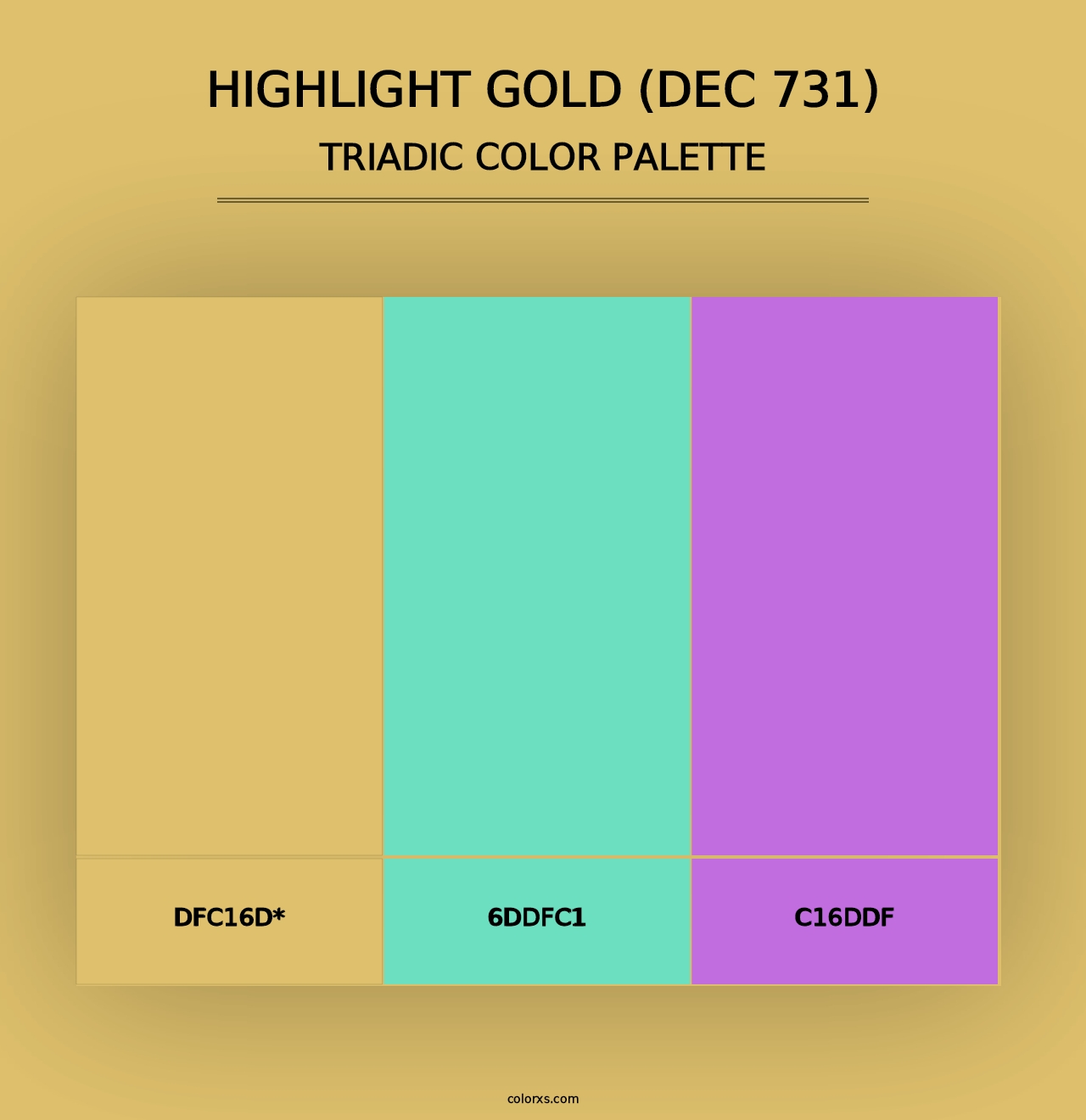 Highlight Gold (DEC 731) - Triadic Color Palette