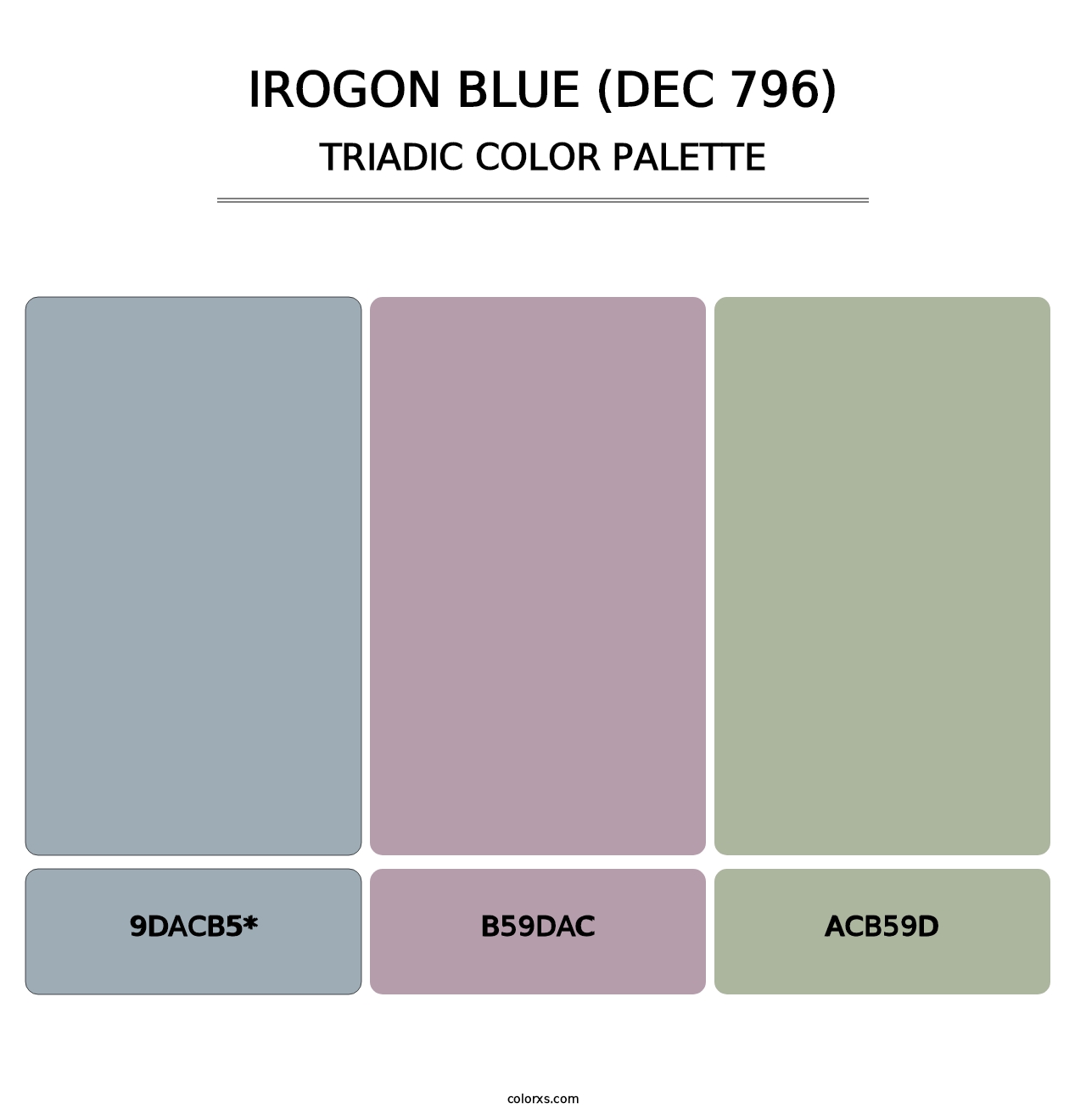 Irogon Blue (DEC 796) - Triadic Color Palette