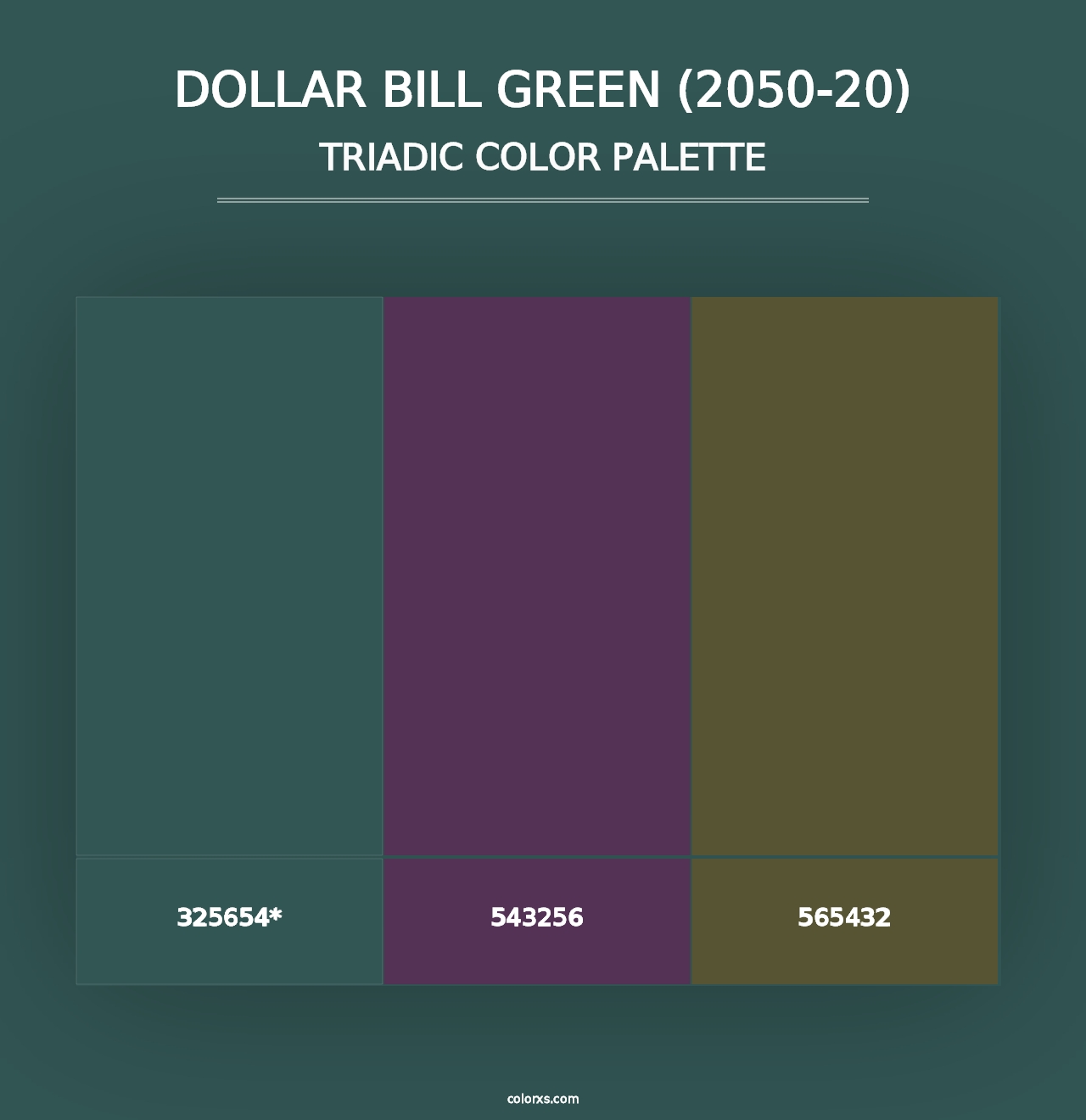 Dollar Bill Green (2050-20) - Triadic Color Palette