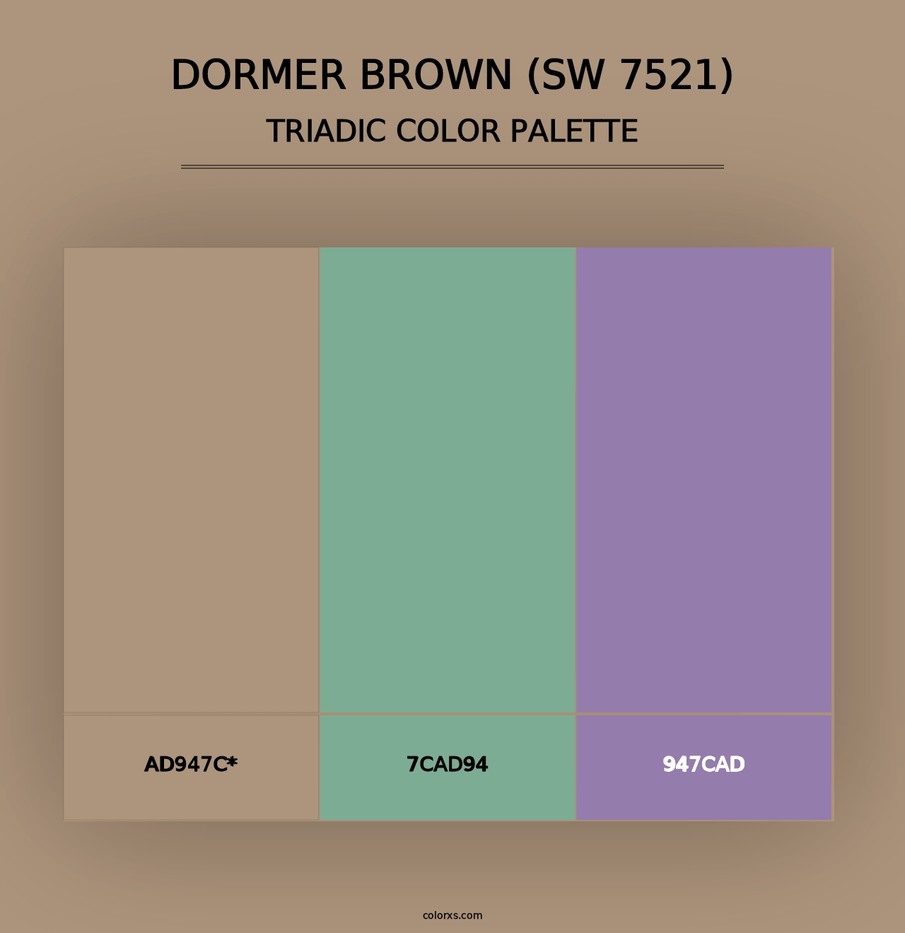 Dormer Brown (SW 7521) - Triadic Color Palette