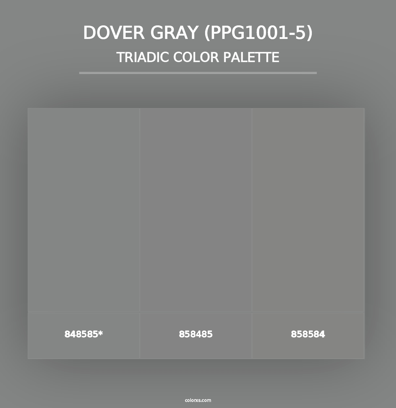 Dover Gray (PPG1001-5) - Triadic Color Palette