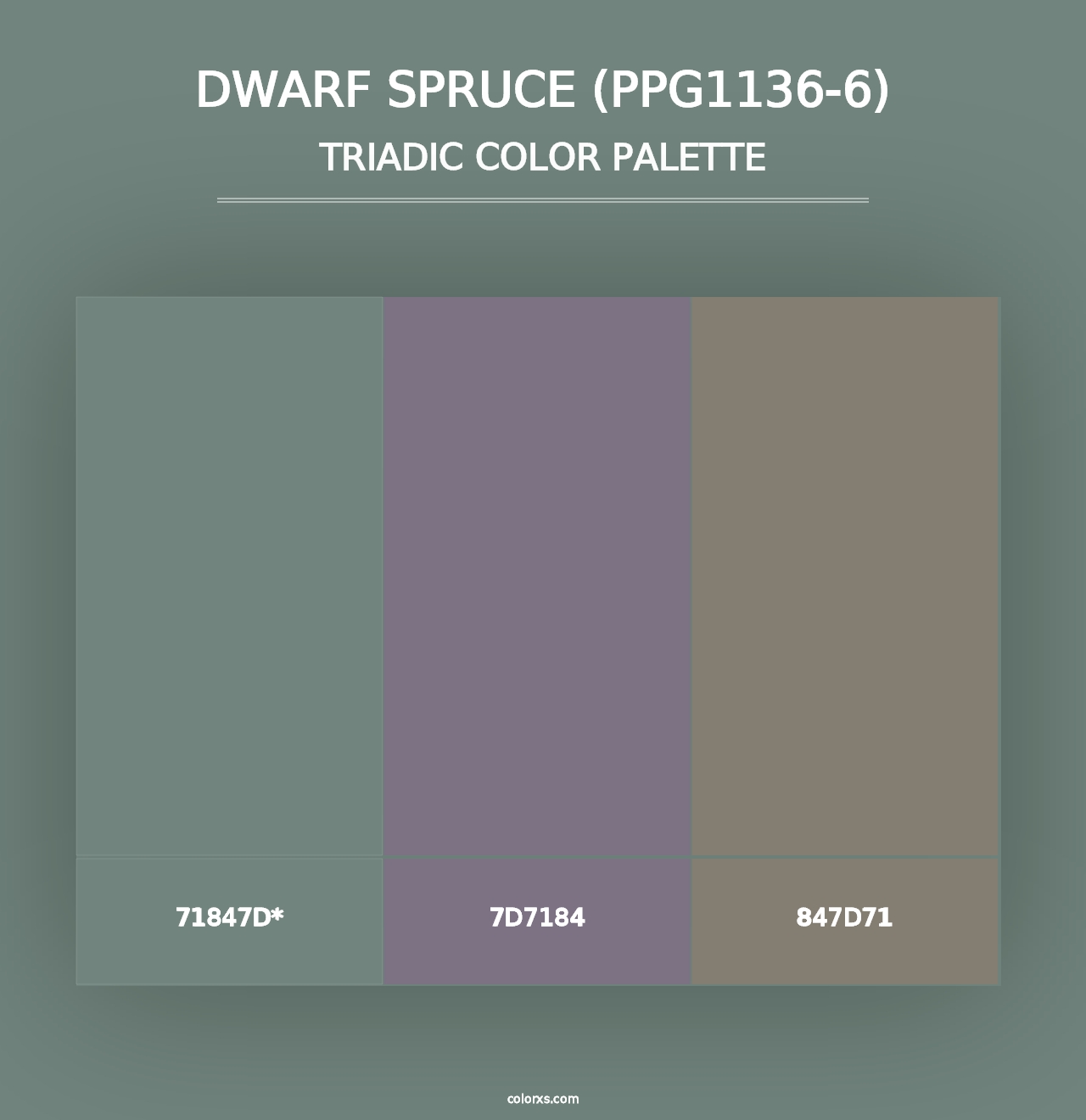 Dwarf Spruce (PPG1136-6) - Triadic Color Palette