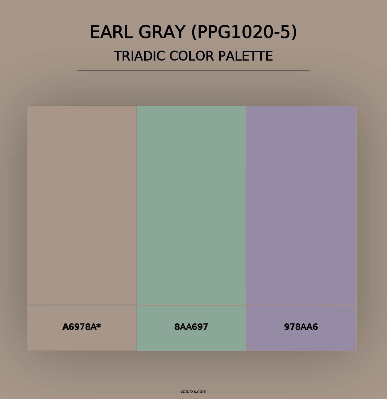 Earl Gray (PPG1020-5) - Triadic Color Palette