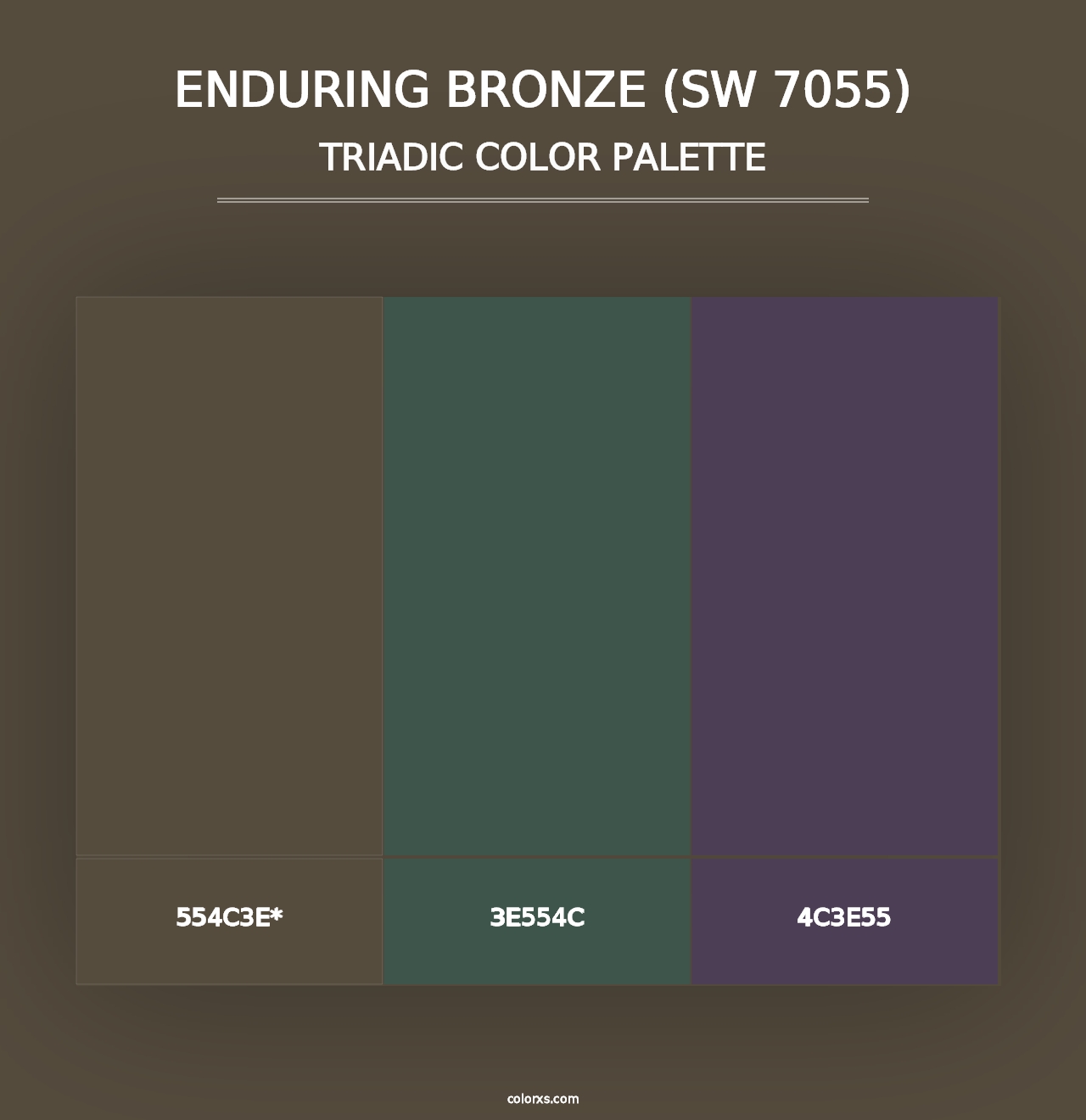 Enduring Bronze (SW 7055) - Triadic Color Palette