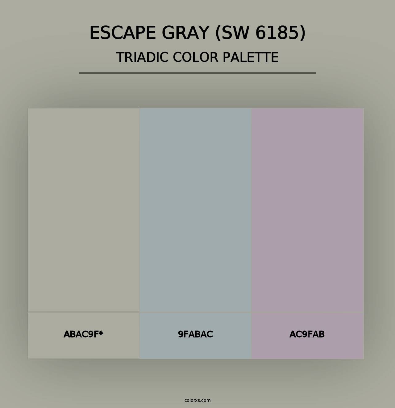 Escape Gray (SW 6185) - Triadic Color Palette