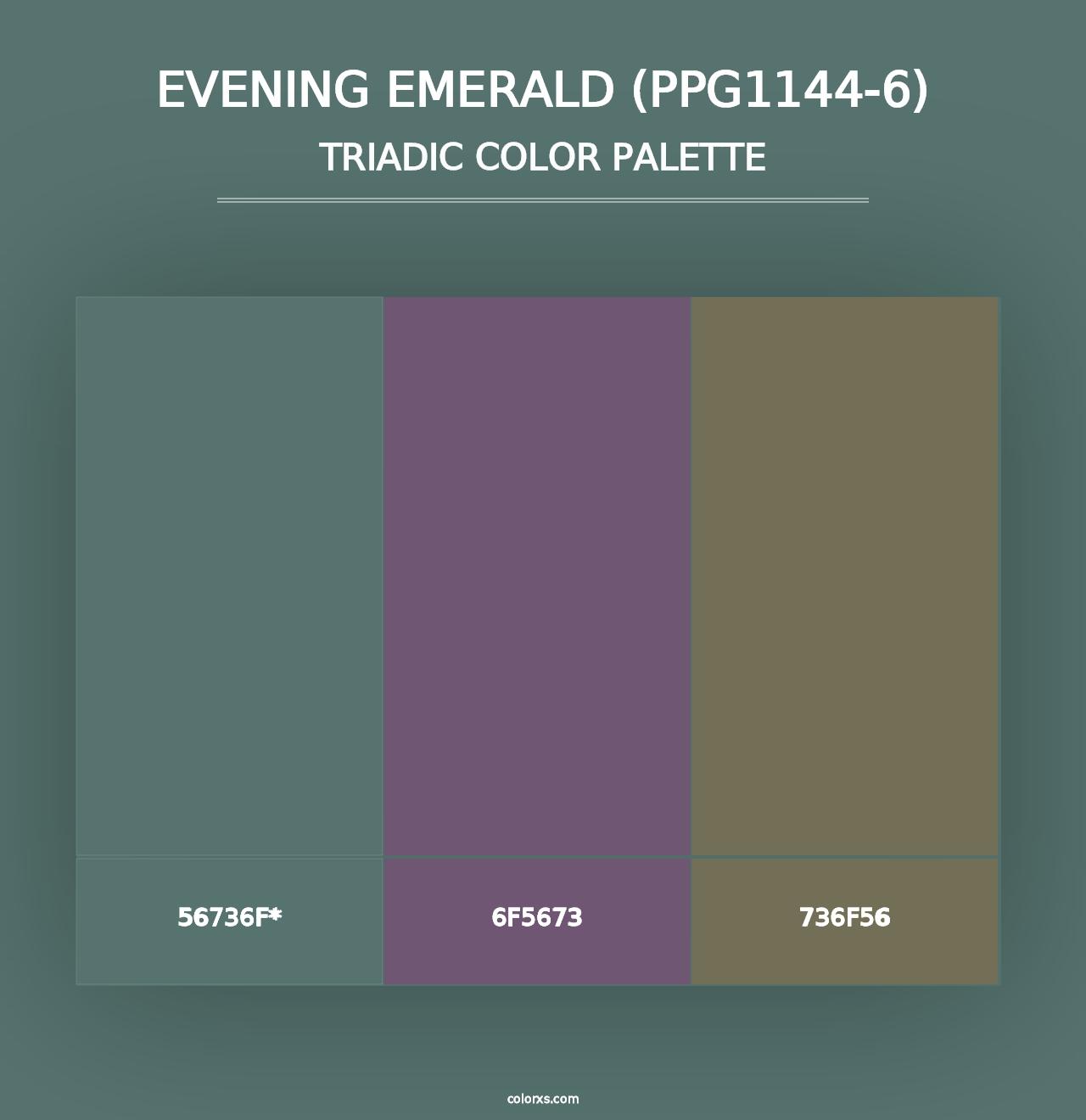 Evening Emerald (PPG1144-6) - Triadic Color Palette