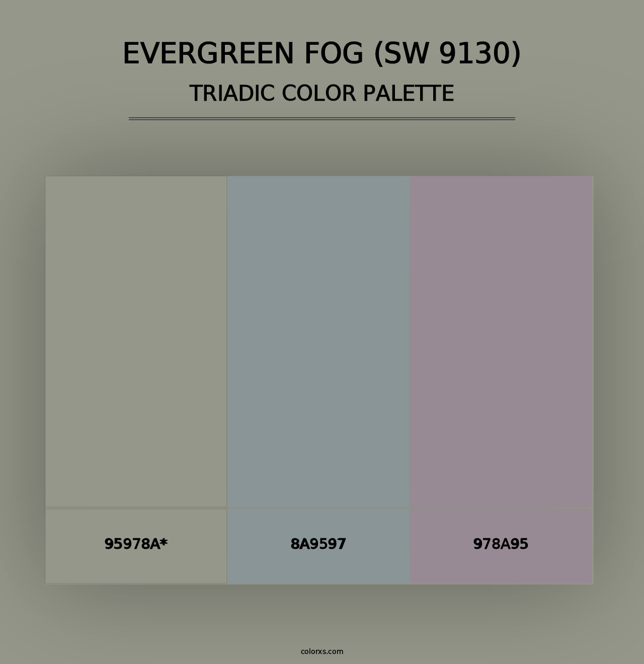 Evergreen Fog (SW 9130) - Triadic Color Palette