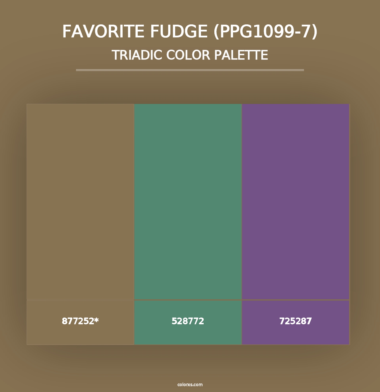 Favorite Fudge (PPG1099-7) - Triadic Color Palette