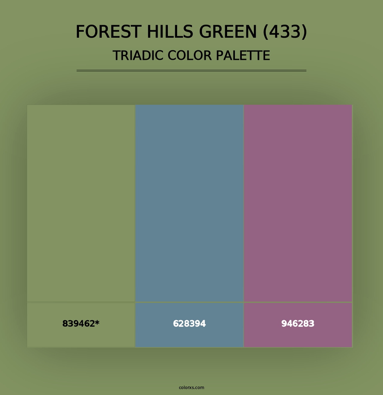 Forest Hills Green (433) - Triadic Color Palette