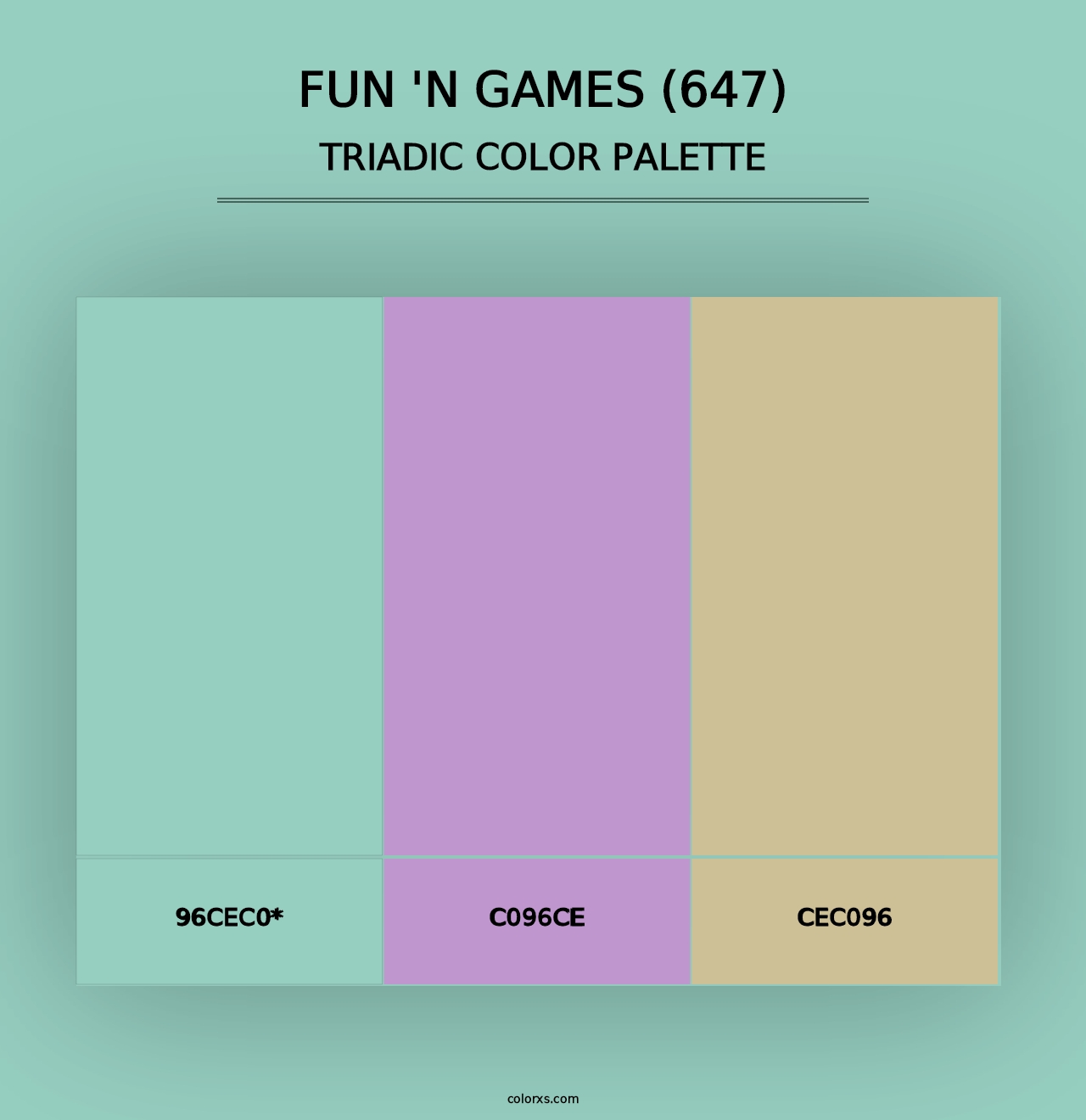 Fun 'n Games (647) - Triadic Color Palette